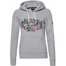 Superdry Vintage Floral Scripted Hood Athletic Grey Marl